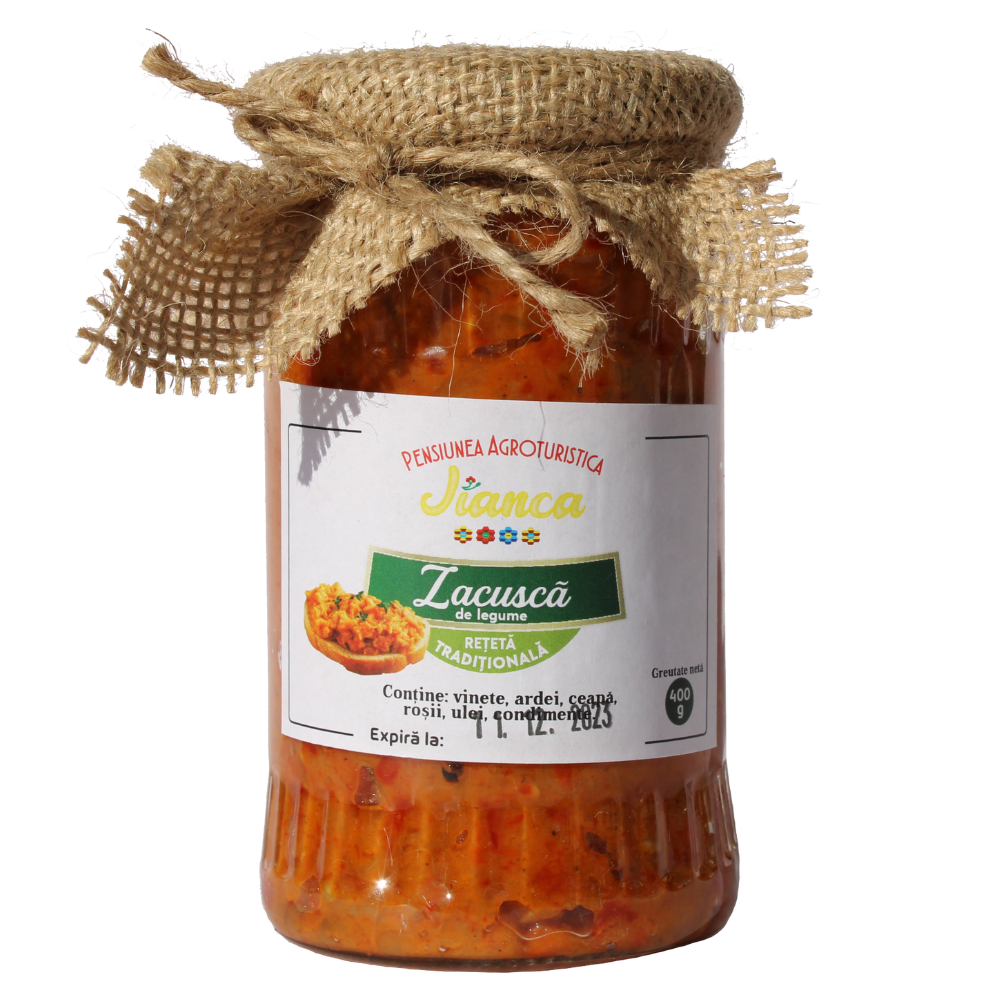 Zacusca de Legume din reteta Traditionala, borcan 370 ml
