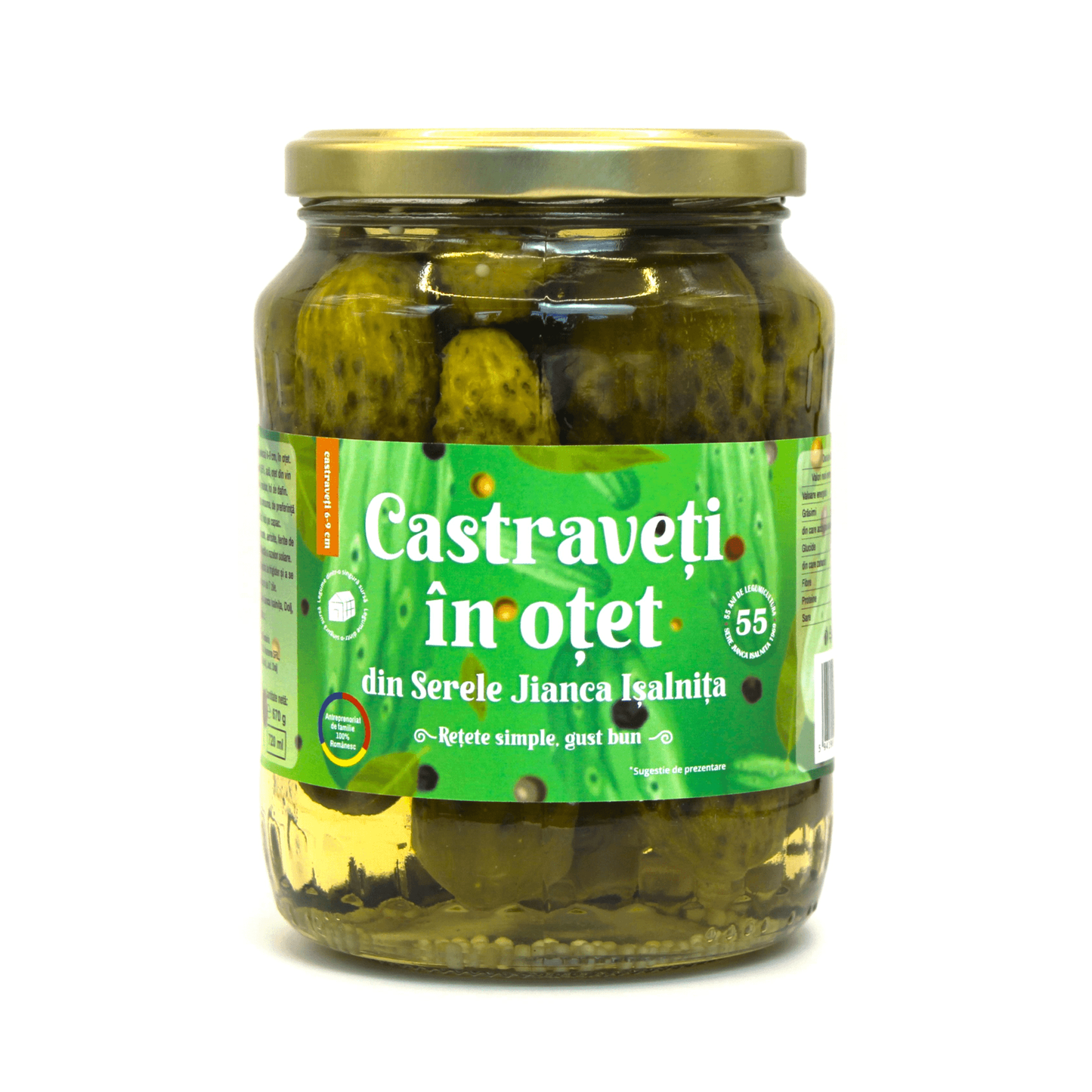 Castraveti Cornichon in otet, lungime 6-9 cm, borcan 720ml