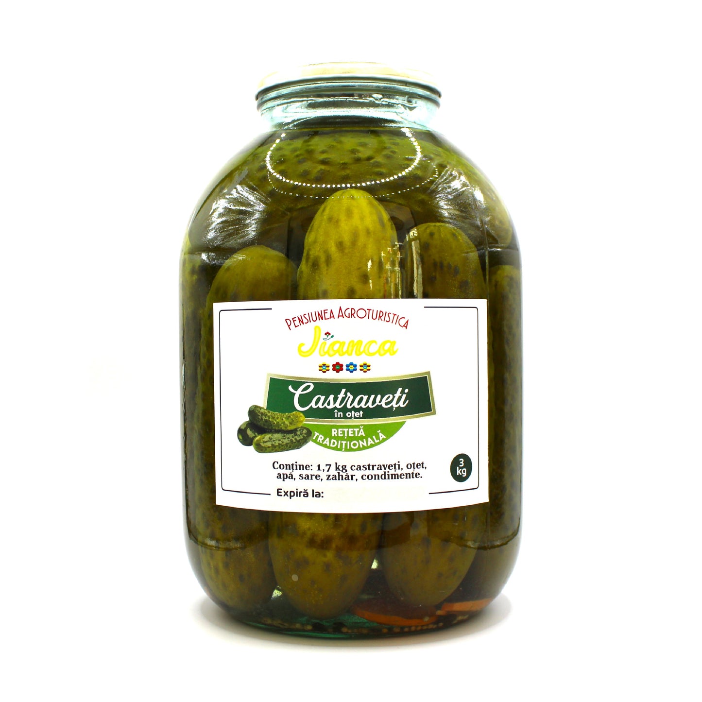 Castraveti Cornichon in otet, lungime 9-12 cm, borcan 3000 g