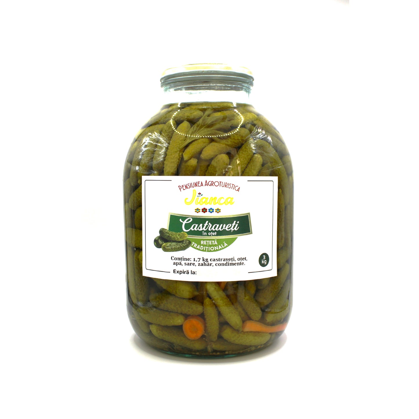 Castraveti Cornichon in otet, lungime 4-7 cm, borcan 3000 g