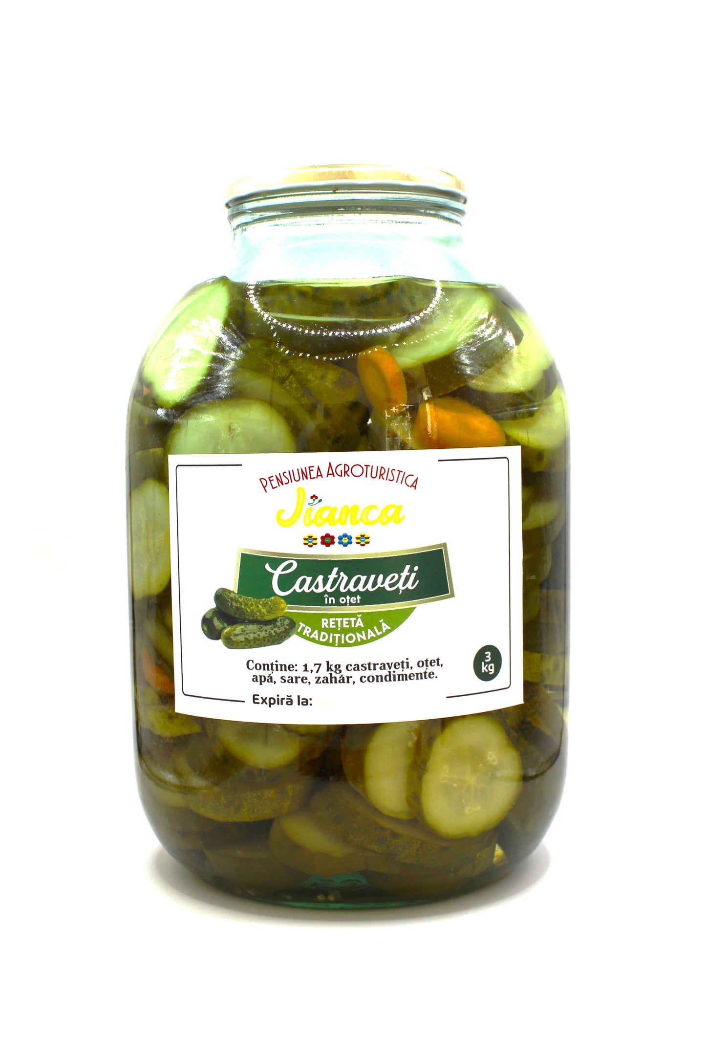 Castraveti Cornichon rondele in otet, borcan 3000 g