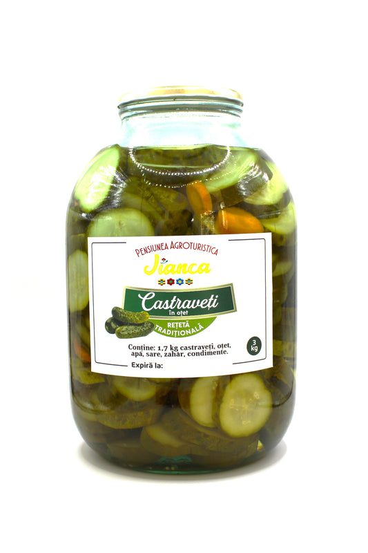 Castraveti Cornichon rondele in otet, borcan 3000 g
