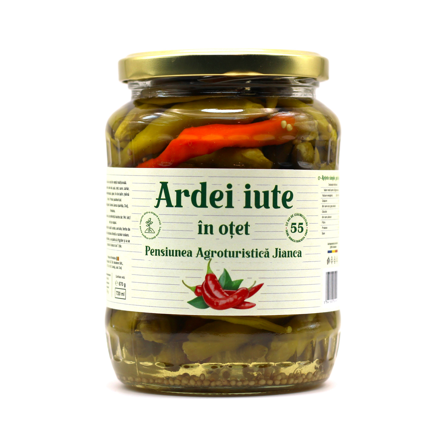 Ardei iute in otet, borcan 720 ml