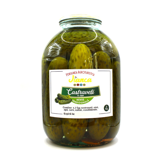 Castraveti Cornichon in otet, lungime 9-12 cm, borcan 3000 g